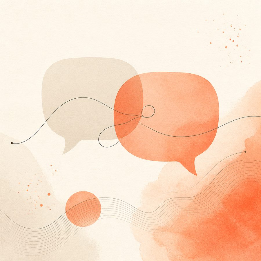 Illustration of calm clinical AI chat