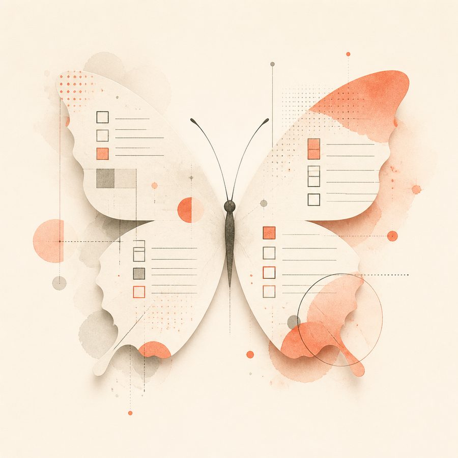 Illustration of a paper butterfly for diagnostic criteria support