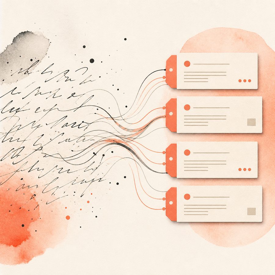 Illustration of ink becoming structured clinical facts